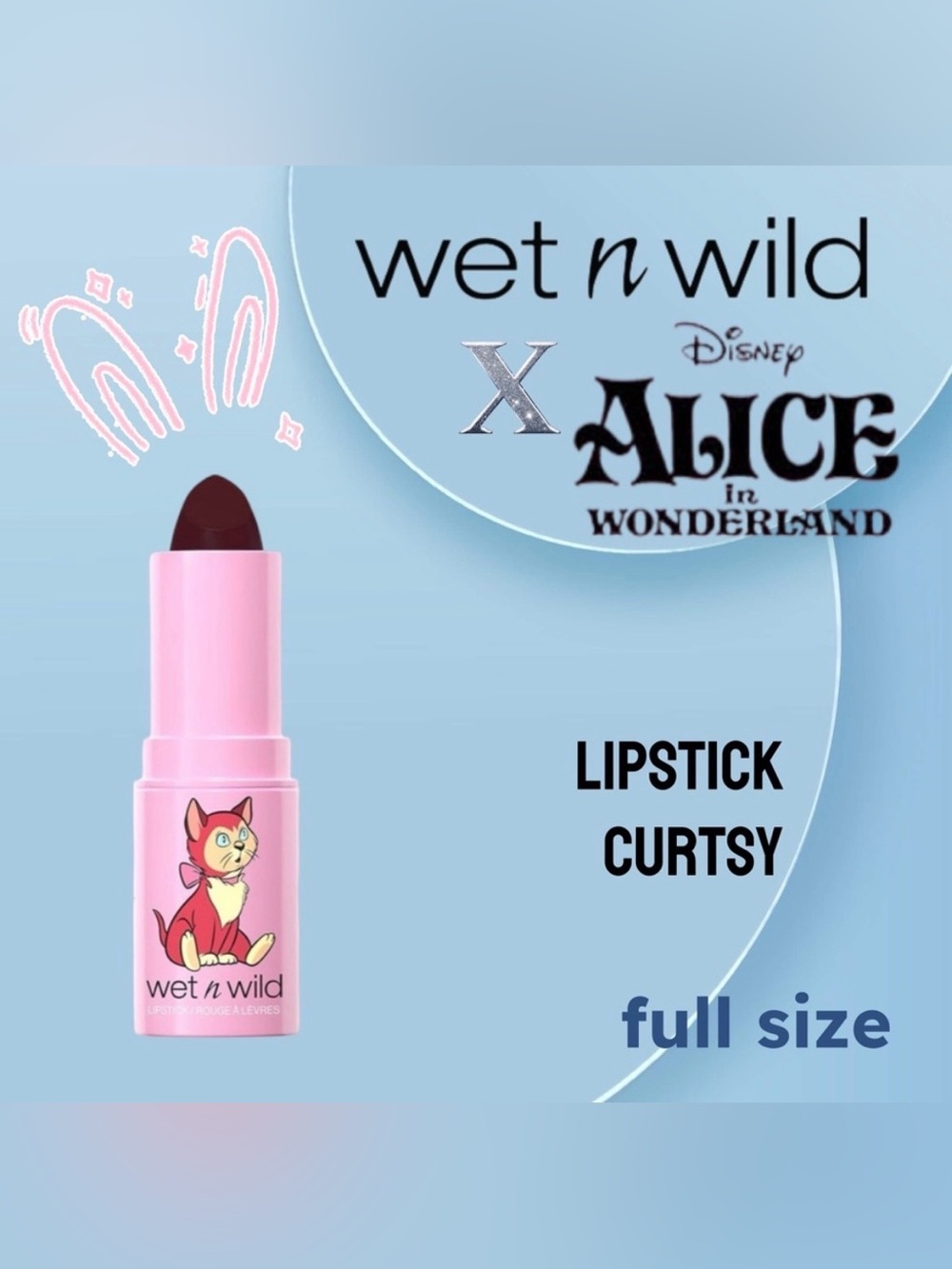 🇺🇸🆕📦NIB WET N WILD x ALICE | FULL | Creamy pigmented Curtsy lipstick